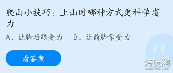 蚂蚁庄园4月4日：上山时哪种方式更科学省力