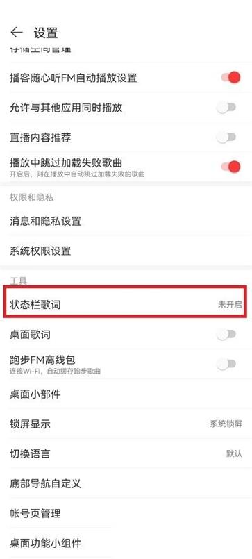 网易云音乐状态栏歌词怎么设置苹果手机